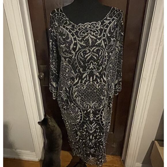 Pisarro Nights Nordstroms Beaded Evening Cocktail Party Dress Womens Sz 12 - Picture 5 of 16